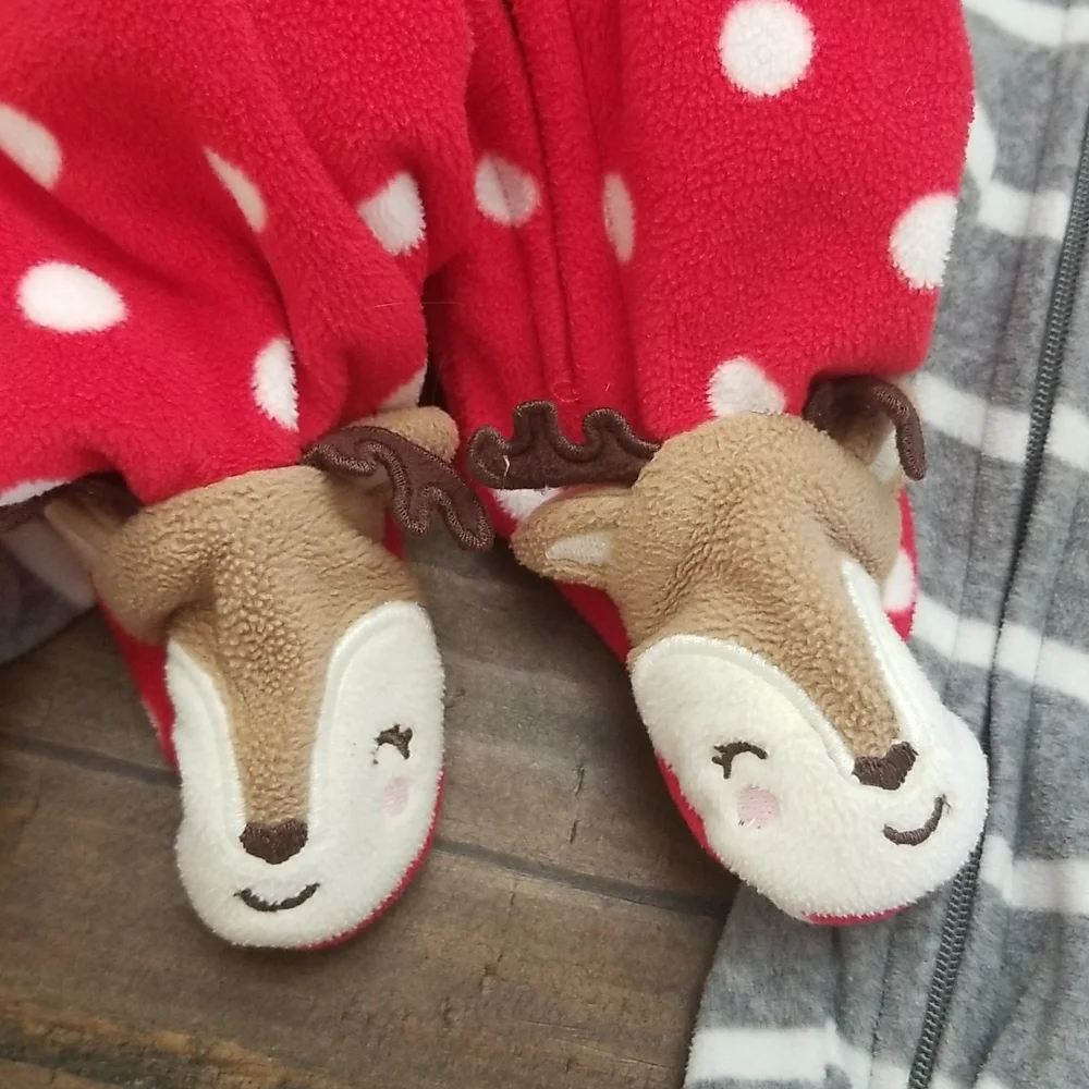 Carter's Christmas Fleece Footed Pajama Bundle 3 Month